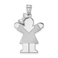 thumbnail image 1 of 14K White Gold Medium Girl w/Bow on Left Engravable Charm, 1 of 2