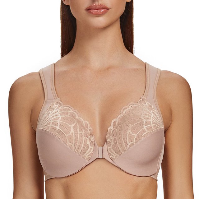 CHUANK Underwire Front Closure Bras for Women Black 34B