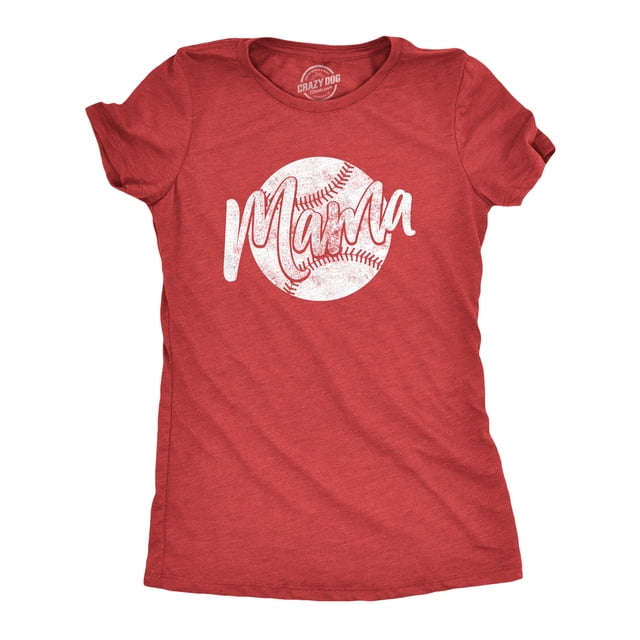 T-shirt pour Femmes « Baseball Mama » Mignon Little League Mom (Rouge Chiné - « Baseball Mama ») - L