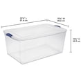 thumbnail image 4 of Sterilite 99 Liter Latch Box, Clear Plastic Storage Bin with Lid, Blue Latch, 4 of 6