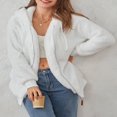 thumbnail image 3 of Womens Full Zip Up Sherpa Hoodie Fuzzy Fleece Jacket Oversized Fluffy Coat with Pockets, 3 of 9