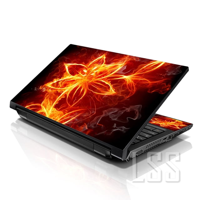 LSS Laptop Skin Sticker Decal Cover Flower On Fire Fits 17" to 19" Laptops