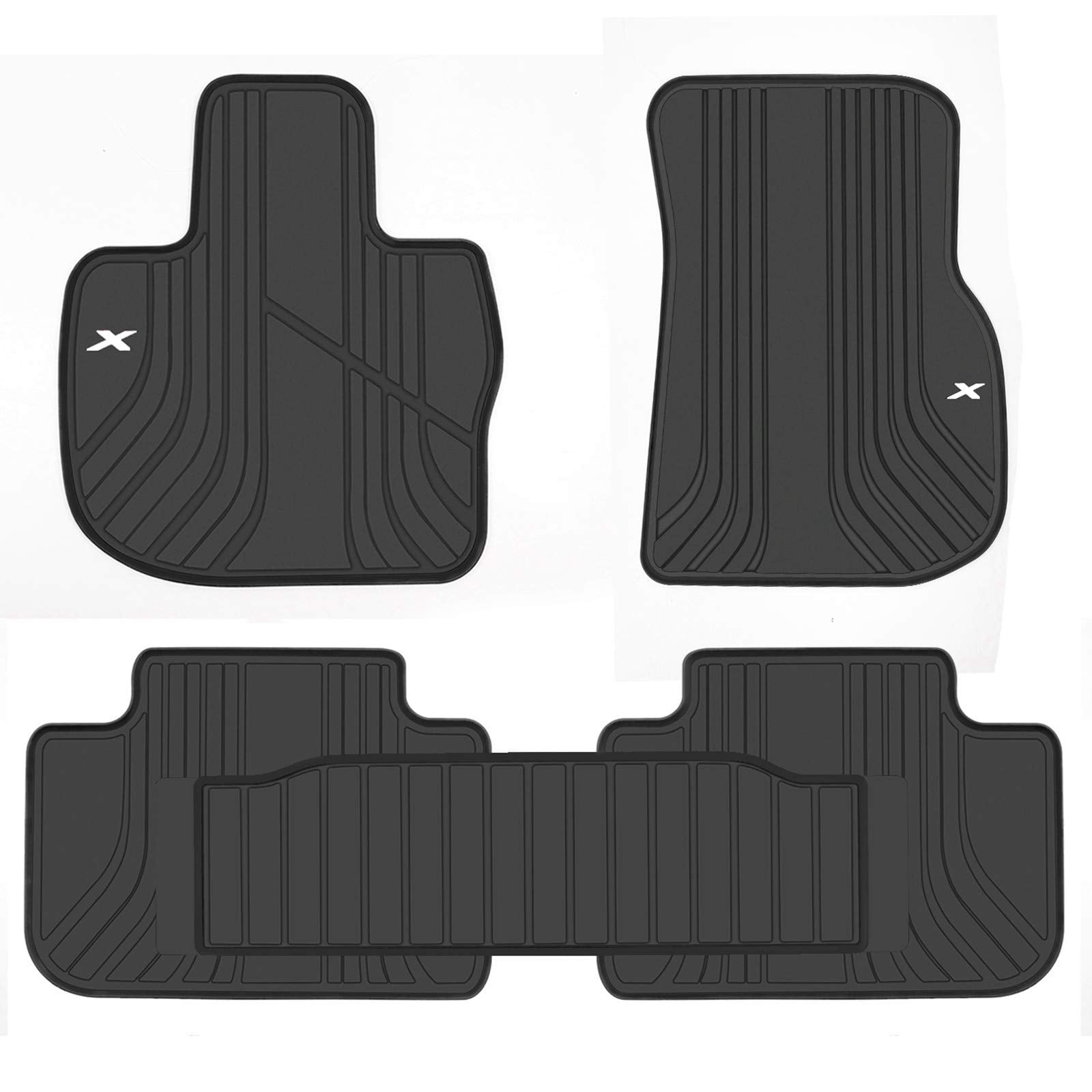 San Auto Car Floor Mat for BMW X3 G01 X4 G02 Custom Fit 2018 2019 2020 2021 2022 2023 2024 Black White Rubber Auto Floor Liners Set All Weather Protection Heavy Duty Odorless
