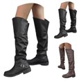 thumbnail image 1 of Dakaela Women's Slouchy Knee High Boots Comfortable Round Toe Riding Combat Boots for Fall and Winter Wear, 1 of 8