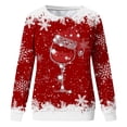 thumbnail image 4 of Besolor Chandail à Col Rond de Noël pour Femmes, Imprimé de Verre de Vin, Manches Longues, Chandails Mode, Hauts Graphiques Flocon de Neige, 4 of 4