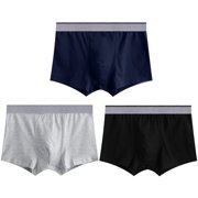 3 Pairs Men's Underwear 3D Design Breathable Cotton Boxer Briefs Trunk Underwear