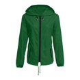 thumbnail image 3 of Rainproof Jacket for Women Waterproof Polyester Hooded Raincoat with Zipper Closure and Front Pockets, Military Green, 3 of 5