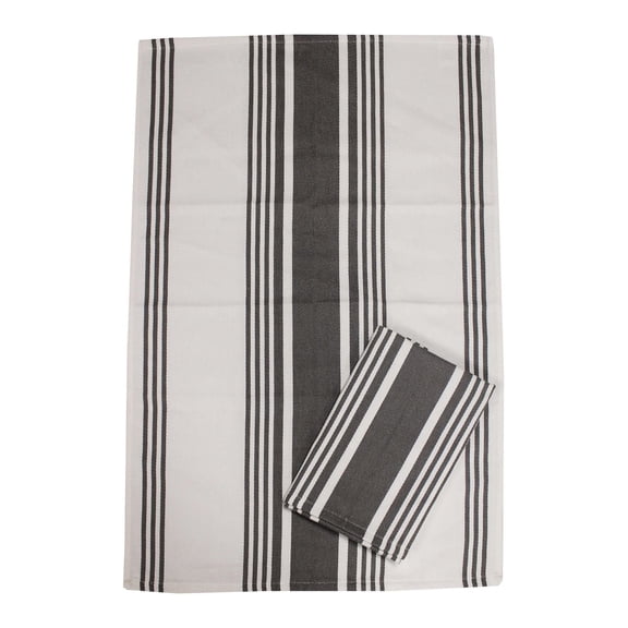 Hometrends Kitchen Towel 2 pack, 100% Cotton, 16 x 28 in, Grey