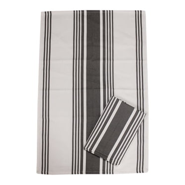 Hometrends Kitchen Towel 2 pack, 100% Cotton, 16 x 28 in, Grey