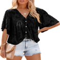 thumbnail image 1 of Blouse à Manches Cloche pour Femmes Col Rond Hauts en Dentelle Chemises Babydoll Texturées Florales, 1 of 3