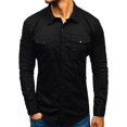 thumbnail image 2 of MesaSe Men Solid Color Multi-Pockets Slim Fit Long Sleeve Turn Down Collar Shirt Top, 2 of 8