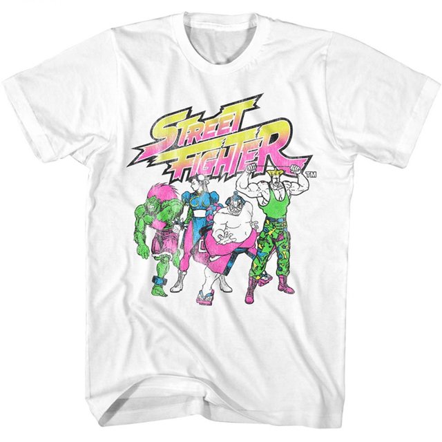 Street Fighter SF 2 Neon Fighters T-Shirt Blanc pour Adulte