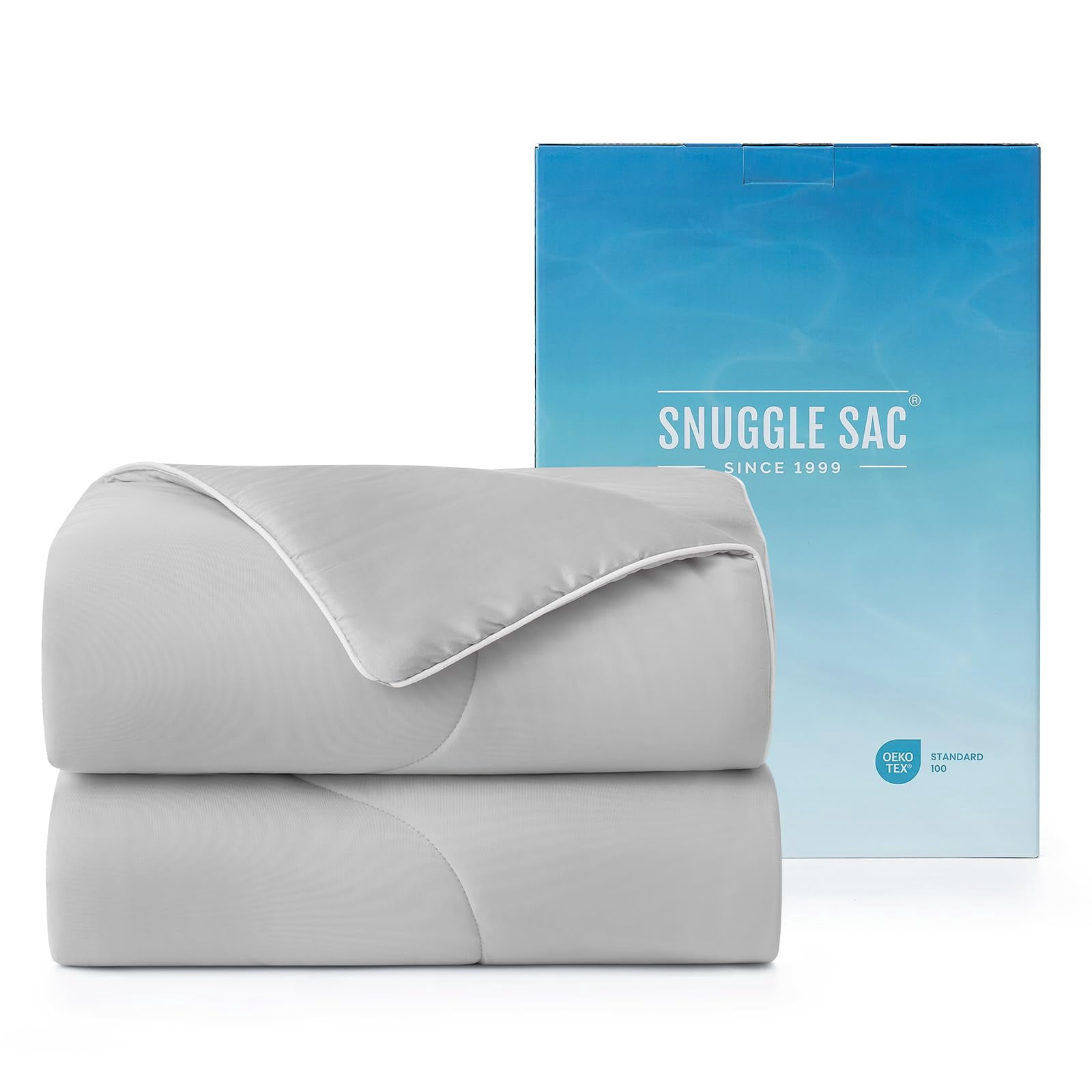 Snuggle Sac Natural Viscose Cooling Comforter Queen Size, Lightweight Breathable Silky Cooling Bedding with Q-Max>0.45 for Bedroom, Home Decor, Hot Sleepers & Night Swea