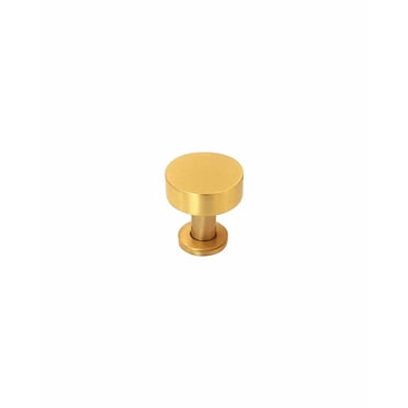 Cabinet Knob Round 30 mm Disk Style – Solid Brass Knob with Detachable Base Plate – Brushed Brass, Polished Nickel, Satin Nickel