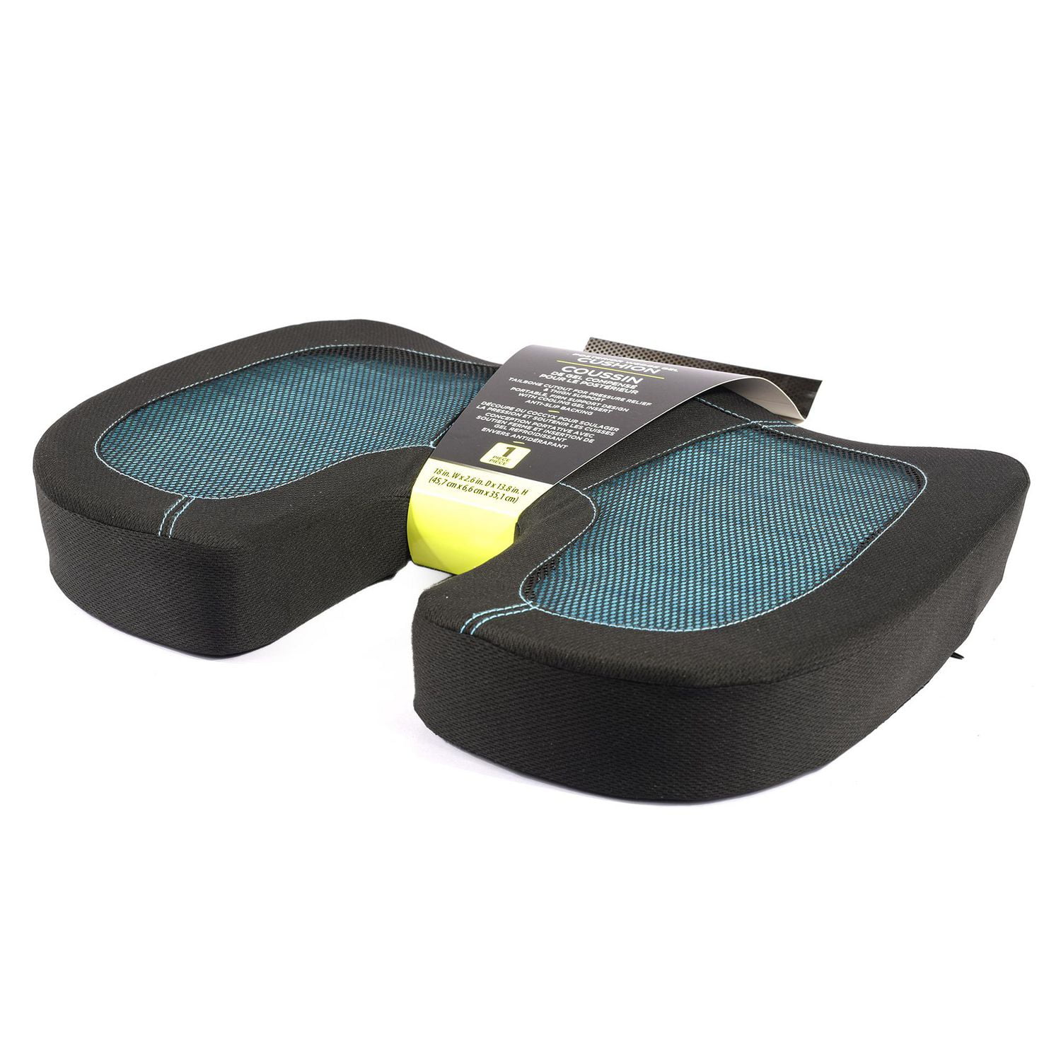 Coussin de siège en gel à cale postérieure Auto Drive, 18 po x 14 po