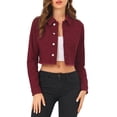 thumbnail image 1 of INSPIRE CHIC Women's Jean Jacket Frayed Button Up Washed Cropped Denim Jacket XL Burgundy, 1 of 7