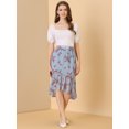 thumbnail image 3 of INSPIRE CHIC Women's Floral High-Low Elastic Waist Ruffle Hem Flowy Midi Chiffon Skirt, 3 of 6