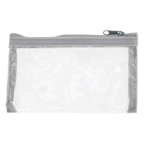 Unique Bargains 1 Pc Simple Transparent Travel Makeup Bag 6.3"x3.54" Gray TPU