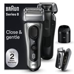 Braun Series 8 Electric Shaver for Men, with 4+1 Shaving Elements & Precision Long Hair Trimmer, 5in1 SmartCare Center, Close & Gentle Even on Dense Beards, PowerCase for Mobile Charging, Wet & Dry El