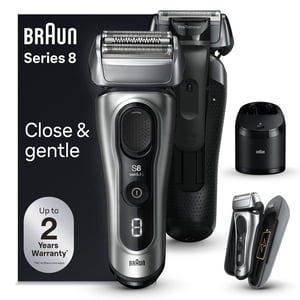 Braun Series 8 Electric Shaver for Men, with 4+1 Shaving Elements & Precision Long Hair Trimmer, 5in1 SmartCare Center, Close & Gentle Even on Dense Beards, PowerCase for Mobile Charging, Wet & Dry El
