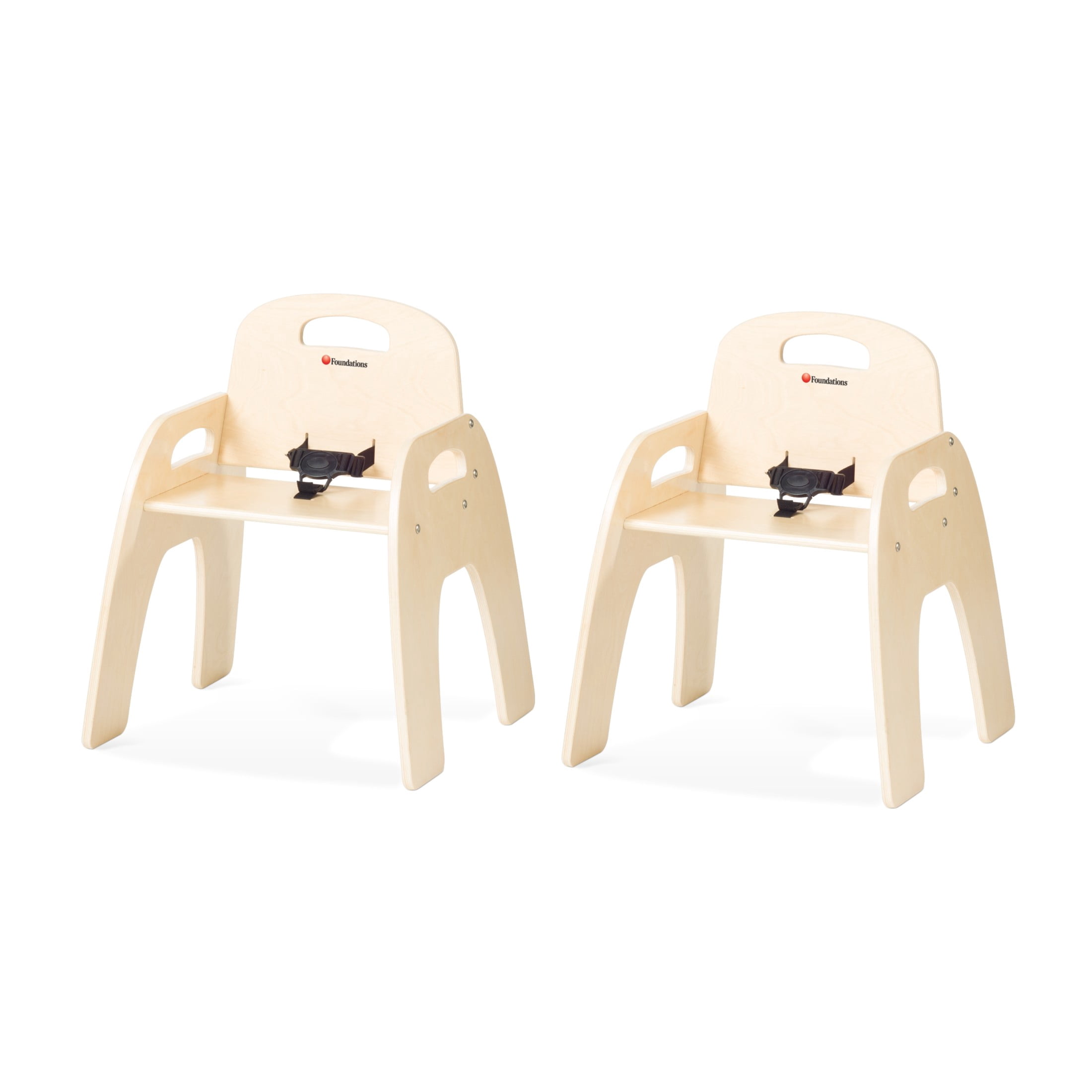 Foundations Simple Sitter 13” Low Wood Feeding Chairs, Stackable Wood Toddler Chairs with Food Service Grade Finish, 2 Pack