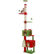 Cat Tree Floor to Ceiling Cat Tower Height Adjustable Inches  Tall Kitty Climbing Activity Center with Scratching Post  Cozy Bed  Dangling Ball for Indoor Cats
