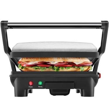 Presse à panini et grill Chefman 3-en-1, 4 tranches antiadhésives, s'ouvre à plat - Acier inoxydable, nouveau