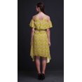 thumbnail image 3 of Bimba Yellow Floral Print Womens Chic Style Cold Shoulder Shift Dress Summer Tunic - Medium, 3 of 6