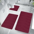 thumbnail image 4 of Fridja 3pcs Bathroom Rugs Bath Mat Toilet Mats Soft Comfortable Non-Slip Bathroom Rug Set Bath Mats for Bathroom Machine Washable Bath Mat Bathroom Rug Sets, Red, 4 of 5