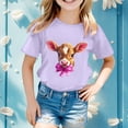 thumbnail image 2 of PMVFHDE Tenue de Pâques pour Filles T-Shirt Graphique de Pâques / Imprimé Lapin & Œuf Manches Courtes Col Rond / Tee-Shirt en Coton Doux pour Tout-Petit / Tenue Décontractée Printemps Été Violet, 10-11 Ans, 2 of 4