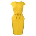 thumbnail image 4 of Robes pour Femmes 2024 Été Oversize Couleur Unie Col Rond Manches Courtes à la Cheville Taille Haute Robe Jupe Rabais de 50 % Liquidation!, 4 of 9