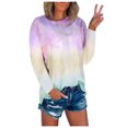 thumbnail image 1 of Birdeem T-Shirt Décontracté Teinture sur Nœuds Imprimé Manches Longues Col Rond Blouse Géométrie Imprimée, 1 of 7
