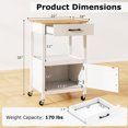 thumbnail image 3 of Gymax Rolling Kitchen Island Kitchen Cart w/ Rubber Wood Top Drawer White, 3 of 10