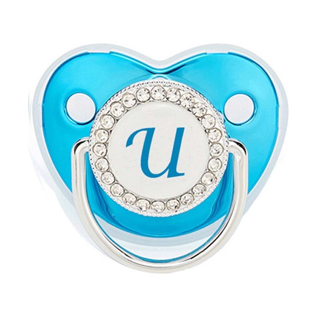 XZNGL Pacifier Clips Baby Girl Baby Pacifier 26 Letter Name Initials Clip Silicone Baby Pacifier Golden Shiny Newborn Pacifier Silicone Pacifier Clip
