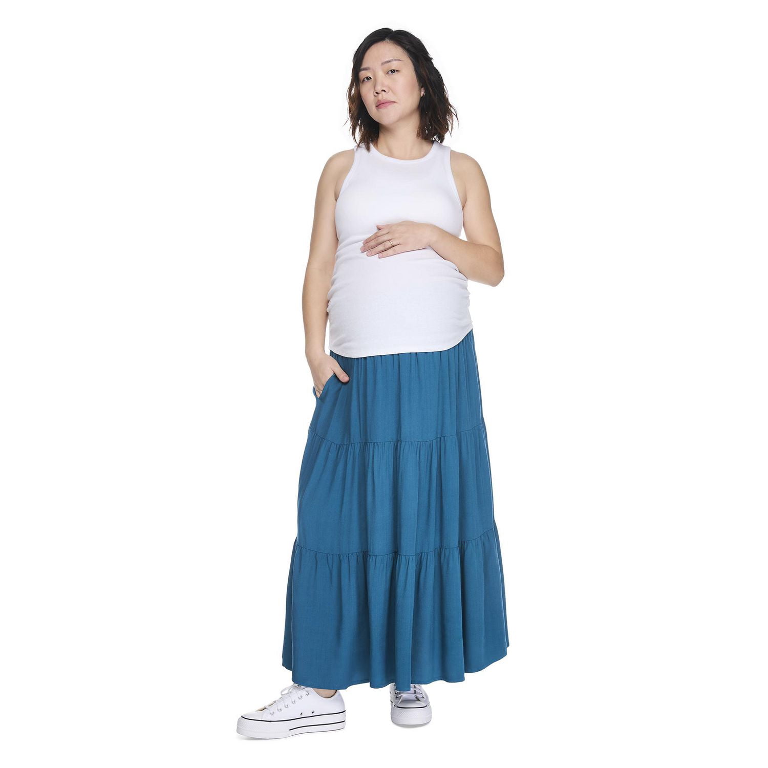 Jupe mi-longue étagée Paisley Sky Maternité
