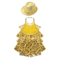 thumbnail image 4 of Yeahdor Robe de Danse Sans Manches à Sequins et Volants pour Filles, Combinaison Moderne Jazz Latin Salsa avec Chapeau Or 12, 4 of 5