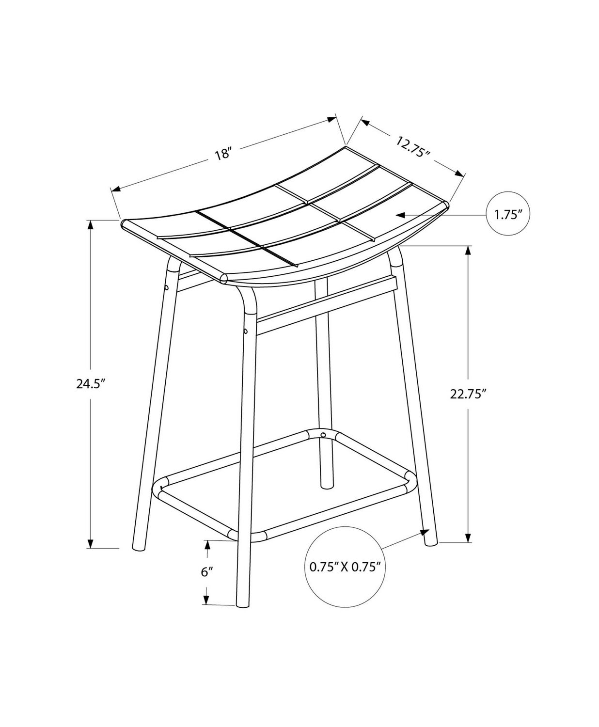 Monarch Specialties  Tabouret De Bar, Hauteur Du Comptoir, Ensemble De 2, Cuisine, Aspect Cuir Noir, Métal Noir, Contemporain, Moderne