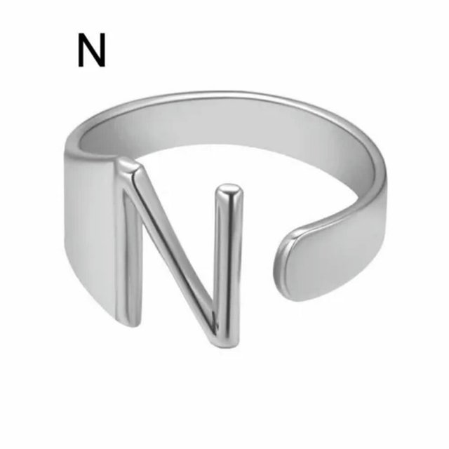 CUITING Bague Mode Ajustable Initiale Alphabet Lettre A-Z Bagues pour Femmes Bijoux-Argent C