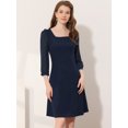 thumbnail image 2 of INSPIRE CHIC Women's Square Neck Ruffle Trim Sheer 3/4 Sleeve Chiffon Mini Dress 2 M, 2 of 5