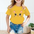 thumbnail image 2 of PMVFHDE Hauts Fille Hauts pour Fille 2025 Hauts d'Été Tendance Hauts Filles Hauts Fille Été Enfant Filles Mignon Graphique Col Rond Manches Courtes T-Shirt d'Été Décontracté T-Shirt Jaune, 3-4 Ans, 2 of 5