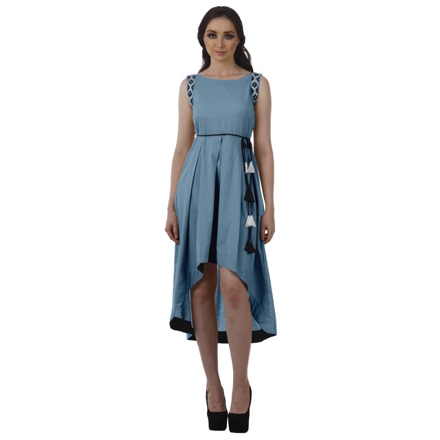 Moomaya Robes Asymétriques Filles Robe Portefeuille Midi Sans Manches Robes de Fête