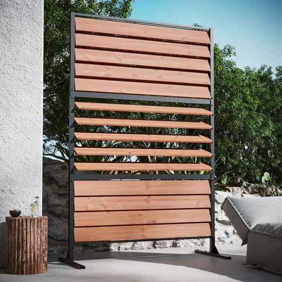 Modern Shade Panneau de Clôture d'Intimité en Cèdre à Persiennes 6 X 4 Pi, Écran Réglable pour Terrasse Extérieure
