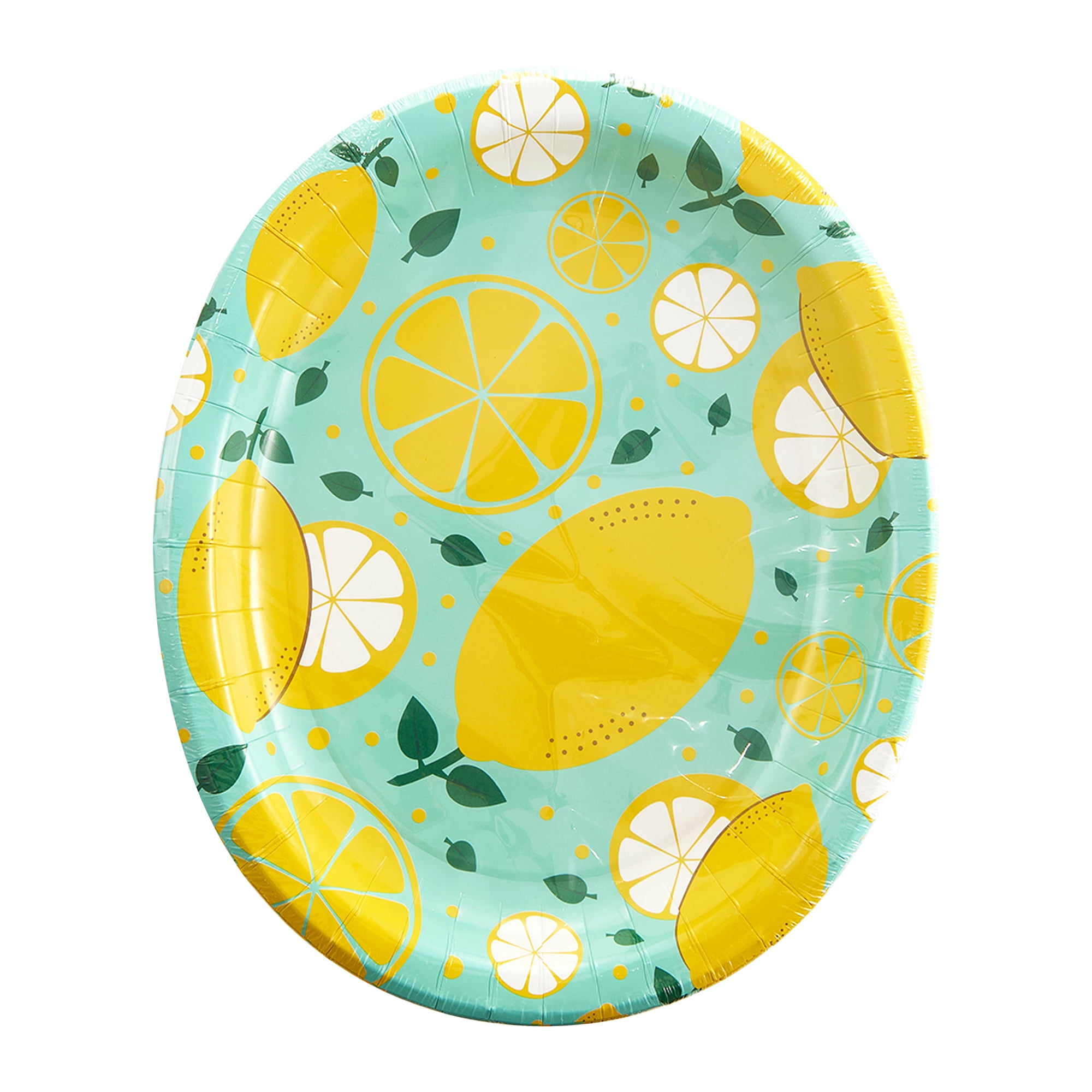 Way to Celebrate Assiettes ovales en carton, motif citron, lot de 8, été