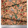thumbnail image 3 of Soimoi Rayon Fabric Bird & Leaf Bird Print Sewing Fabric Yard 56 Inch Wide, 3 of 3