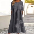 thumbnail image 1 of TIMIFIS Robe en Coton et Lin pour Femme Grande Taille Décontractée Ample Robe d'Été Longue Robe à Manches Courtes Robes Maxi Été Robe de Plage Grande Taille avec Poches Été, 1 of 6