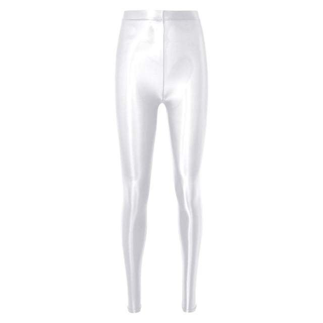 Choomomo Pantalon Legging Moulant Brillant Extensible de Sport Hip-Hop Rave Street Moderne de Danse pour Femmes Blanc m