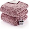 thumbnail image 1 of QinaQin 84-Inch*90-Inch Machine-Washable Dual-Control Electric Blanket Premium and Stylish Thick Tufted Sherpa with Enhanced Heating System California Queen Size Pink, 1 of 8