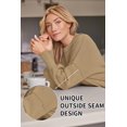 thumbnail image 4 of ORUYROP Women's Crewneck Batwing Long Sleeve Sweater 2023 Fall Oversized Ribbed Knit Side Slit Pullover Top, 4 of 7