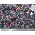 thumbnail image 3 of Soimoi Blue Polyester Crepe Fabric Floral,American Robin & Bluebird Bird Print Fabric by The Yard 52 Inch Wide, 3 of 3