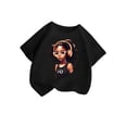 thumbnail image 1 of MEZZALL T-Shirt Graphique Mignon pour Fille, Col Rond, Manches Courtes, Tee d'Été Décontracté, T-Shirts Hauts, Noir, 9-10 Ans, 1 of 3